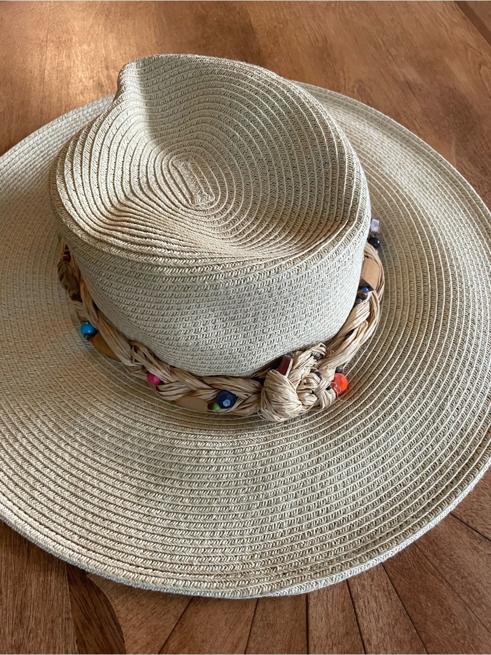 Capelli Embellished Bejeweled Sun Straw Hat Size M - Picture 4 of 6